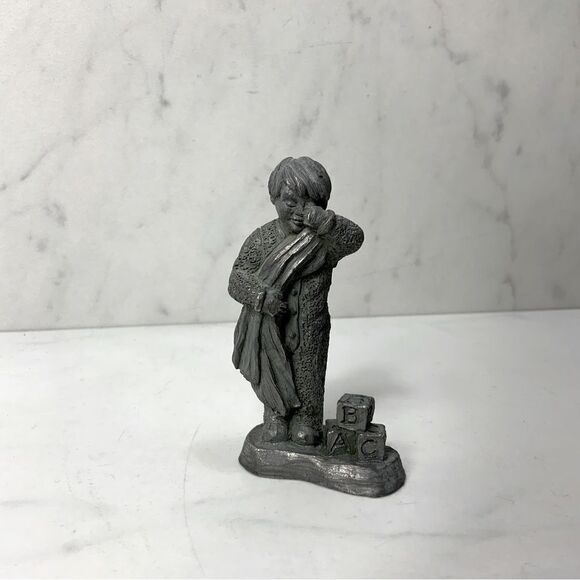 Vintage Michael Ricker 1993 Pewter Boy with blocks - Picture 1 of 4